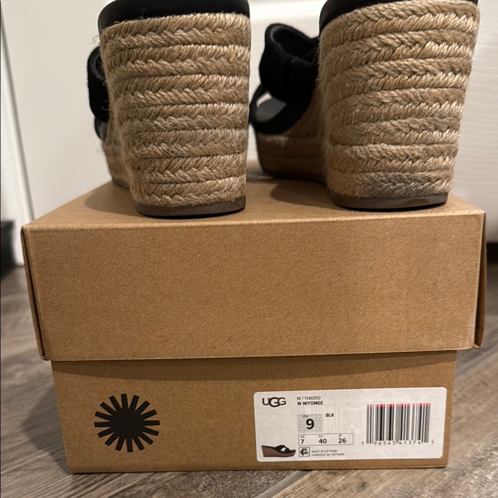 UGG Black Wedge Sandals